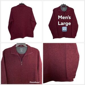 Men’s Haggar Large Quarter 1/4 Zip Golf Sweatshirt Maroon Long Sleeve Fleece New